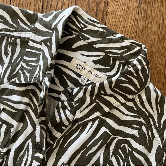 Jones New York Sport Short Sleeve Shirt Dress Belt Animal Stripes Print Pockets - Picture 6 of 9